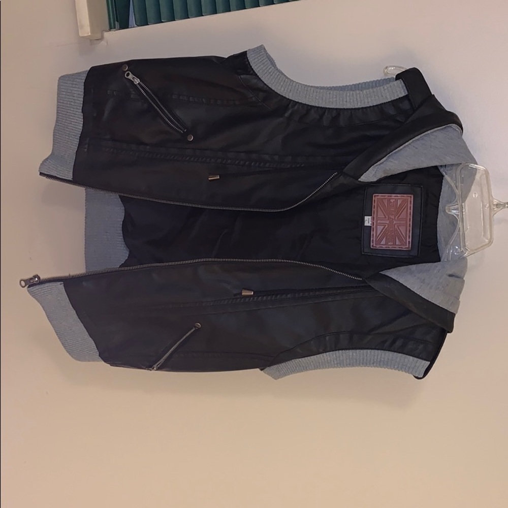 Leather and grey vest